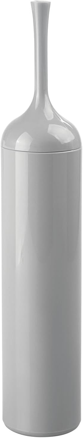 mDesign Extra Slim Compact Plastic Freestanding Toilet Bowl Brush and Holder for Bathroom Storage and Organization - Sturdy, Deep Cleaning, Covered Brush - Gray