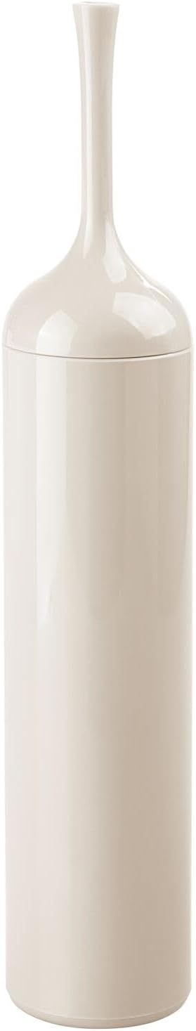 mDesign Extra Slim Compact Plastic Freestanding Toilet Bowl Brush and Holder for Bathroom Storage and Organization - Sturdy, Deep Cleaning, Covered Brush - Cream