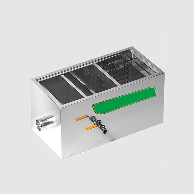 Commercial Kitchen Grease Trap Separator with Removable Filter Basket & Baffle - Small Grease Water Separator for Restaurant Sinks, Efficient Oil & Fat Removal