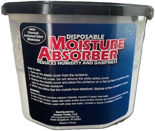 Disposable Moisture Absorber with Charcoal Activated Odor Eliminator, 10.5 Oz, for Basements, Bathrooms, Closets, Lockers, Reduces Humidity and Dampness