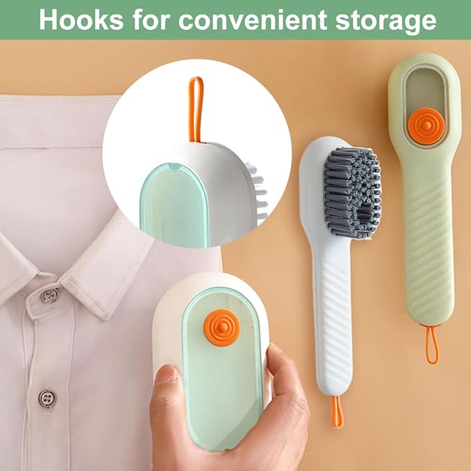 2026 New Shoe Cleaning Brush, 2PCS Laundry Brush Shoe Brush Liquid Shoe Brush, Household Cleaning Clothes Shoes Brush with Liquid Box for Washing Clothes Shoes (White+Green)
