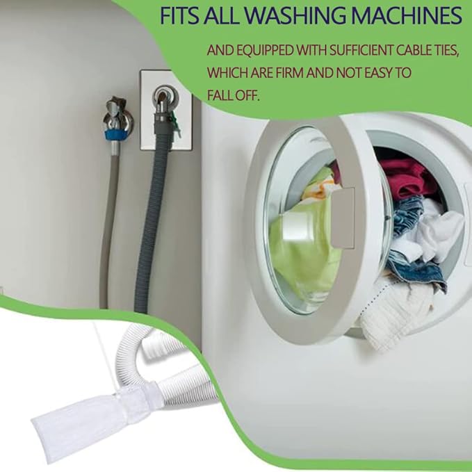 Nylon Lint Trap for Washing Machine Drain Systems & Discharge Hoses - Fits all washing machines(3Pcs nylon velvet collector and 3Pcs tie strap)