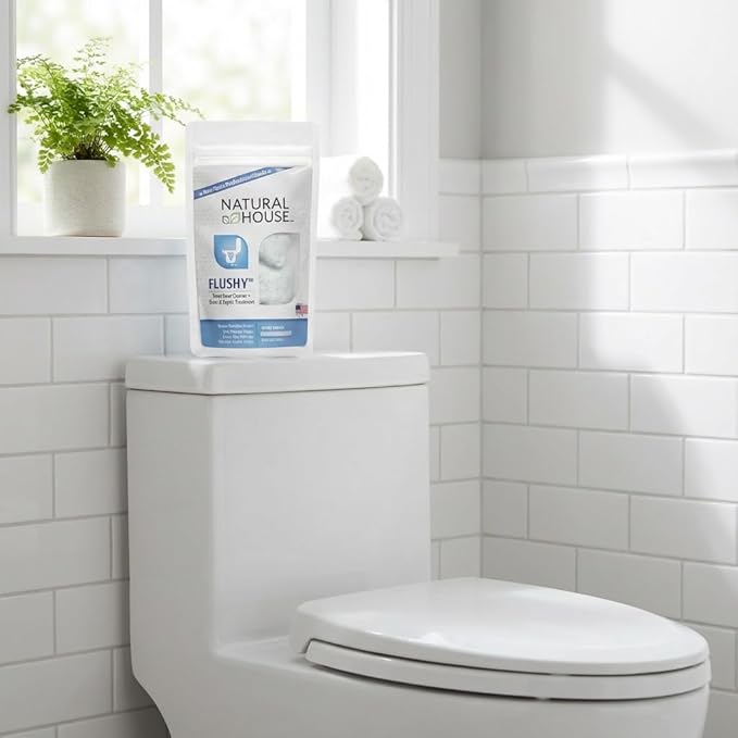 Natural House Flushy - Probiotic Toilet Bowl Cleaner Pods - Septic Safe - Removes Hard Water Stains - Fresh Mint Scent - 20 Pack