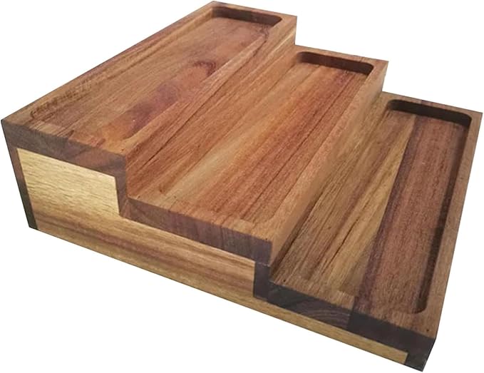 3 Bamboo Tier Spice Rack Seasoning Organizer for Cupboard Supplies