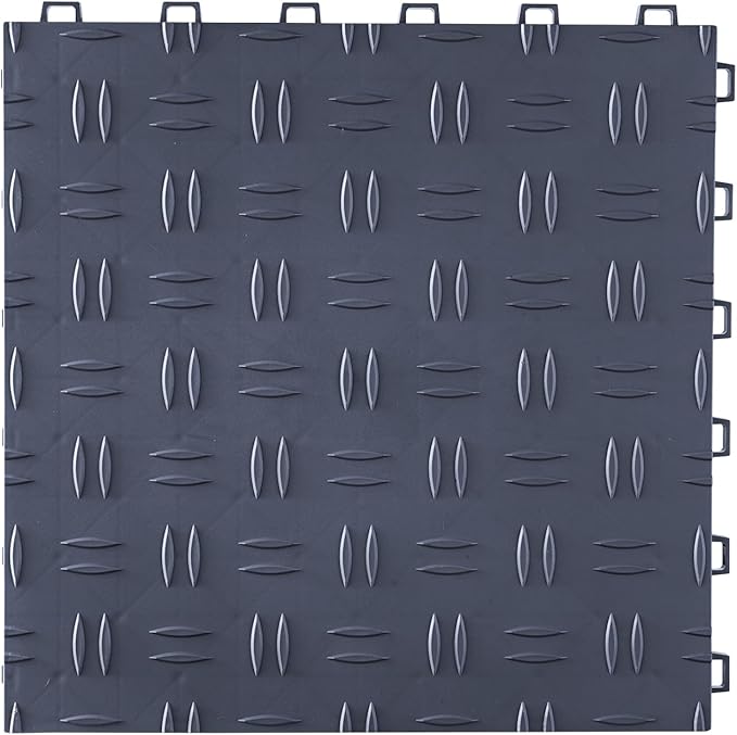 VEVOR Garage Floor Tiles 12 x 12 x 0.53 inch, Interlocking Design Ease of Installation Double-Sided Texture Non-Slip Sturdiness, for Garages, Basements, Repair Shops, Graphite Gray, 50 Pack