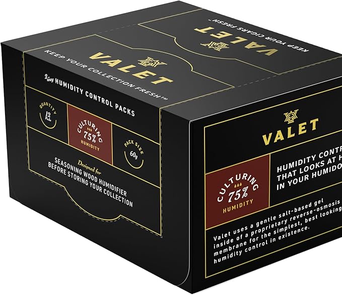 Valet 75% Two-Way Humidity Packs 12-Pack (60g), Bulk Two-Way Humidity Control Packs for Moisture Restoration & Leaky Wood Storage, Made in USA