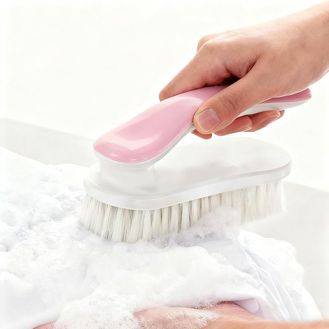 2Pack Shoe Cleaning Brush Household Laundry Clothes Scrubbing for Stains Bathroom Ergonomics Grip Easy Hold (2, Purple)