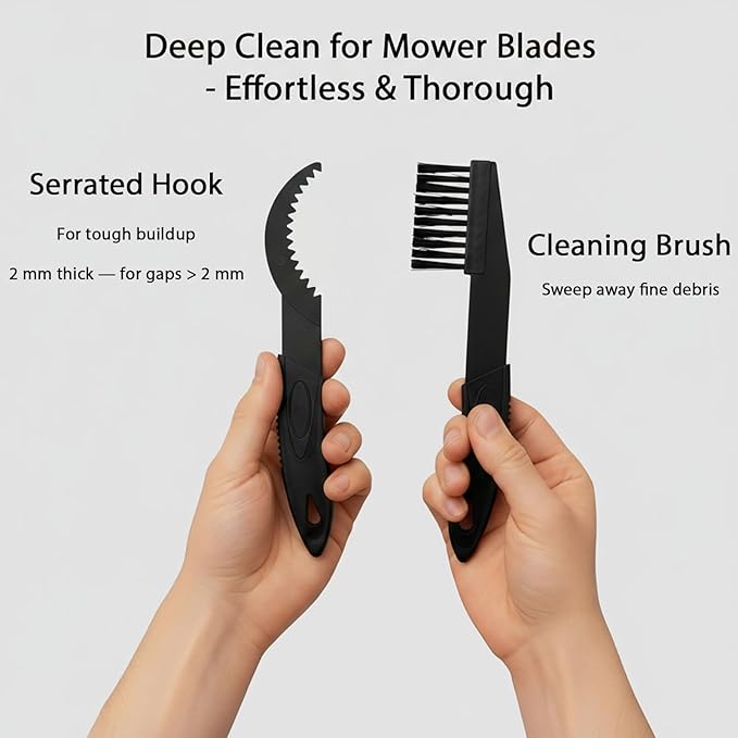 Robot Mower Blade Cleaning Tools Compatible with Mammotion Luba & Yuka Series – Hook & Brush Kit for Removing Grass Buildup Under Blades and Maintaining Cutting Performance (Black)