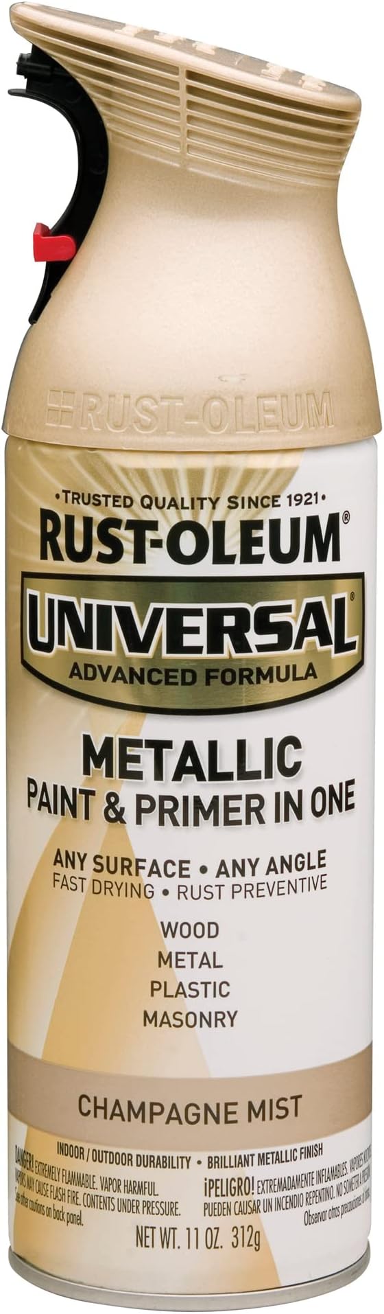 Rust-Oleum 261415-6PK Universal All Surface Metallic Mist Spray Paint, 11 oz, Champagne Mist, 6 Pack