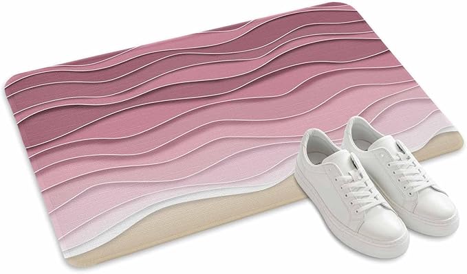 Ocean Waves Doormat Abstract Spray Beach Non Slip Low Profile Rubber Door Mat Washable Absorbent Indoor Front Door Mat Entryway Rug Entrance Carpet 18x30 Inch
