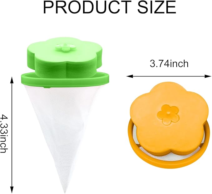 NEIJIANG Lint Catcher for Laundry,Pet Hair Remover for Laundry,Washing Machine Floating Lint Mesh Bag,Reusable Household Hair Filter Washer Lint Trap Net Pouch 4 Pieces (Blue,Pink,Green,Orange)