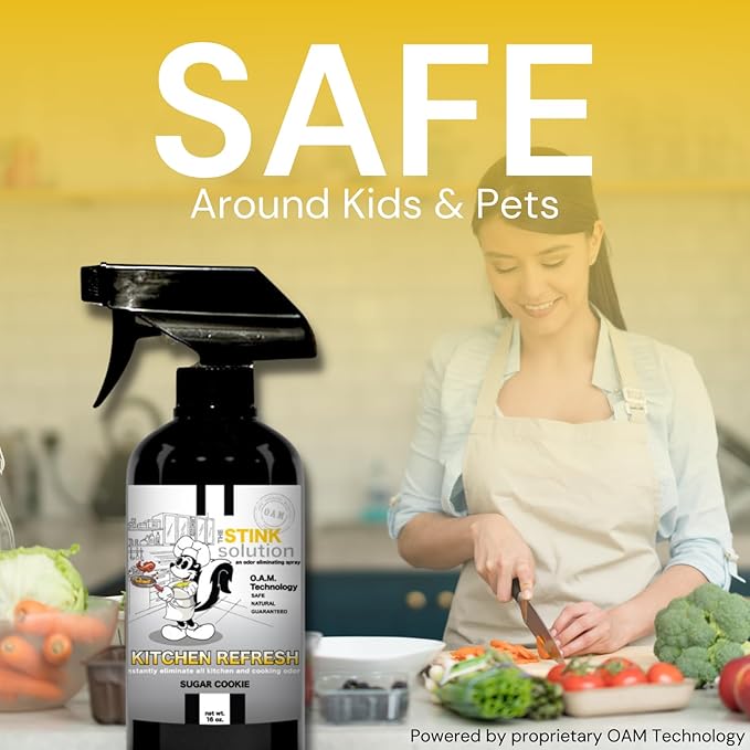 The Stink Solution Kitchen Odor Eliminator For Strong Odor: Garbage Can & Refrigerator Deodorizer, Cooking & Trash Smell Remover 1 16 oz Bottle (Sugar Cookie Scent)