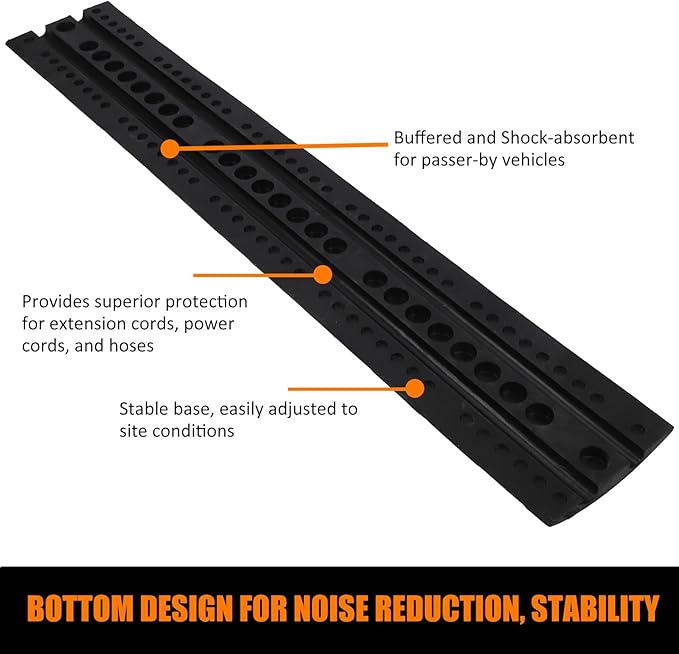Towallmark 6 Ft Rubber Speed Bump, 2 Pack 2 Channel Modular Heavy Duty Speed Bumps Humps 25000 lbs Load Capacity, Cable Protector Ramp for Asphalt Concrete Gravel Driveway Road