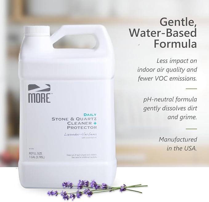 MORE - Quartz Countertop Cleaning, Sealing & Protection Kit - Shine & Stain Protection - Water-Based Formulas - Lavender-Verbena - Large