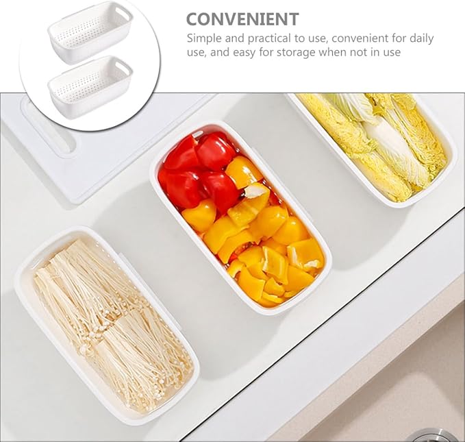2pcs Plastic Food Strainers Drain Basket Set, Thickened Square Hanging Fruit and Vegetable Washing Colanders, Kitchen Multifunctional Filter Basket for Fruit Draining and Vegetable