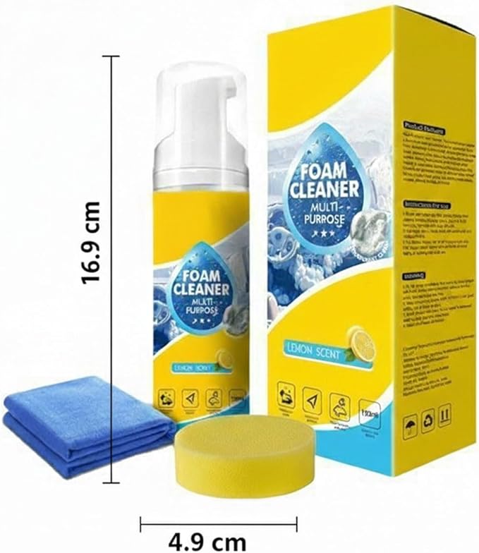 Powerful & Multipurpose Car Interior Foam Cleaner, All-Purpose Rinse-Free Foam Cleaner Spray, Multifunctional Car Interior Cleaner, Foam Cleaner All Purpose for Car, Kitchen, Bathroom (2Sets)