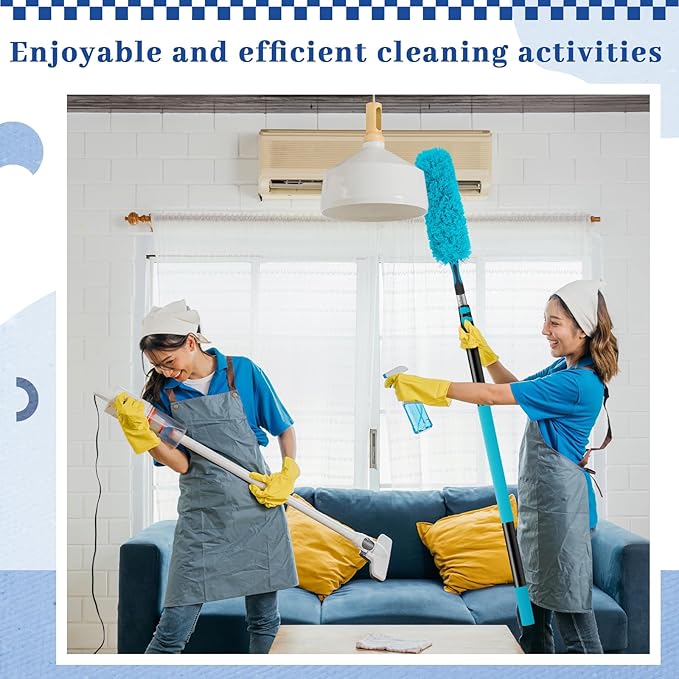 36ft Extra Long High Ceiling Duster with Extension Pole, Long Reach Cleaning Kit for Ceiling Fans, Windows & Cobwebs, Telescoping Pole with 6 Attachments for Home Church Warehouse Cleaning