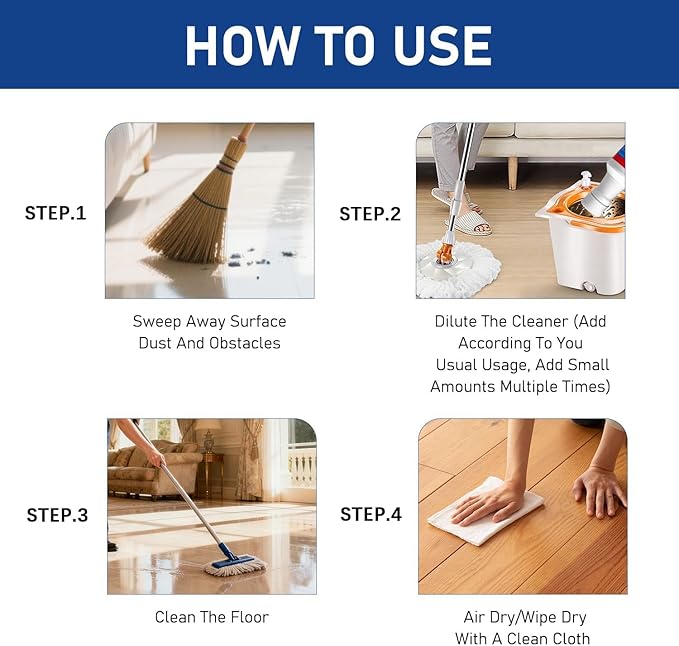 2pcs Floor Restore Cleaner. Floor Restorer & Polish for Tile, Shine Wood, Laminate, Bamboo - Flooring Protection Agent.