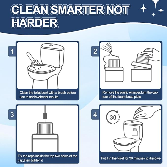 Msvvko Toilet Bowl Cleaners, Automatic Long-Lasting Blue Toilet Cleaner Bottle, Septic Safe Toilet Bowl Tablets in Bottles, Fresh Bathroom & Deodorize, 9 Pack, 2300 Flushes Each