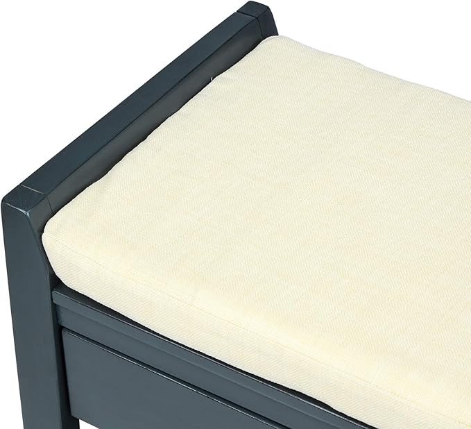 Knocbel Entry Storage Bench Shoes Rack with Cushioned Seat, 2 Drawers & Slatted Shelf, Living Room Entryway Hallway Foyer Shoe Bench Bedroom End of Bed Bench (Antique Navy)