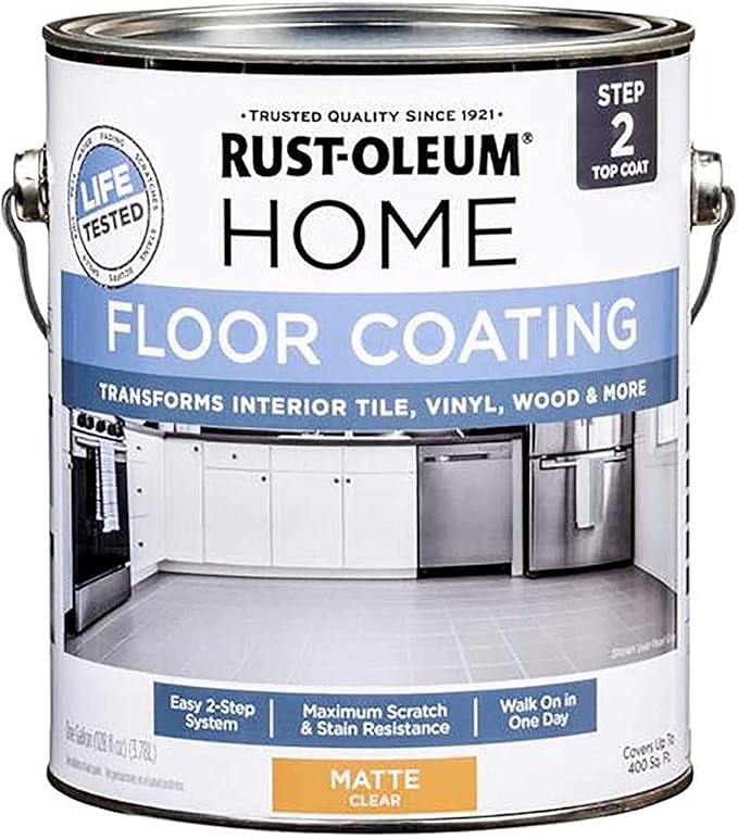 Rust-Oleum 358585 Clear Home Interior Floor Coating System, Step 2 Top Coat, Matte, 1 Gal