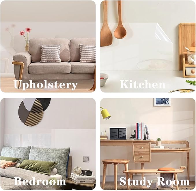Clear Wall Protector Contact Paper Self Adhesive Oil Proof Waterproof Sticker Kitchen Backsplash Wall Protector Vinyl Film Removable Heat Resistant Transparent Wallpaper for Cupboard Furniture Doors
