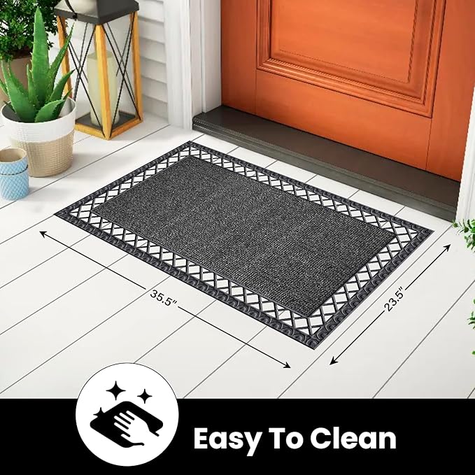 Clean Machine 10376932 French Quarter Astroturf Dirt Trapper Doormat, 22.25" x 35.25", Flint Gray