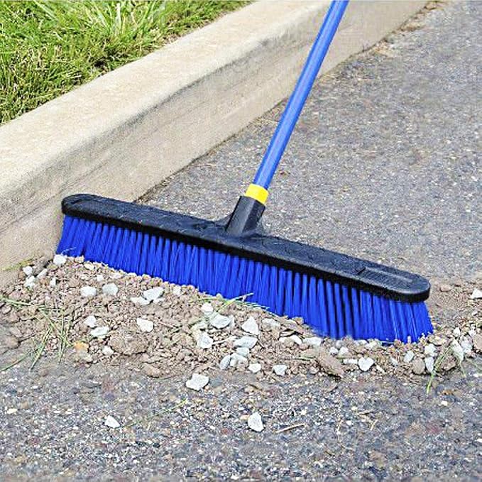 Quickie 5992 24-Inch Knockdown Rough-Surface Push Broom with Steel Handle, 2-Pack, Blue