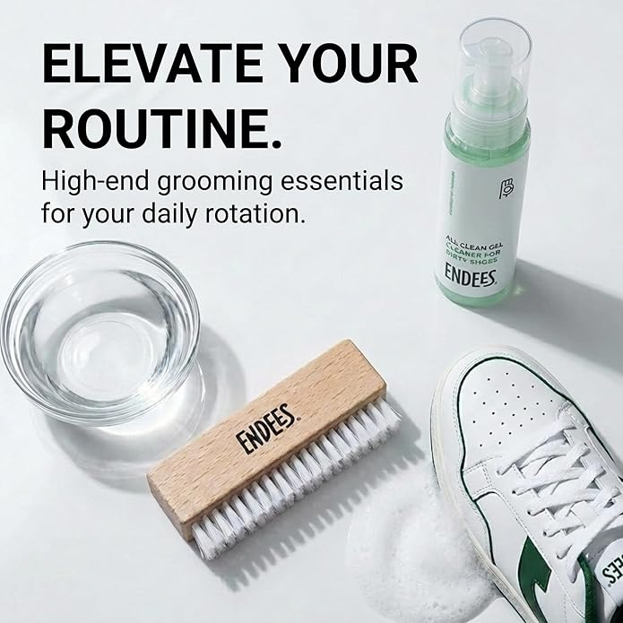 endees Brush Up (1 Pck) – Universal Shoe Cleaning Brush with Durable Synthetic Bristles & Wooden Handle – Leather, Suede & Fabric Shoes & Boots – Small, Compact, Portable Design – Shine, Polish, Dust