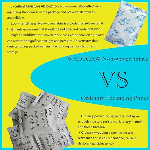 50 Gram 10 Packs Silica Gel Packets - Desiccant Packs for Storage, Food Safe Desiccant for Safes Moisture Control for Foods, Seeds, Electronics