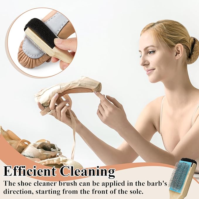 3 Pcs Dance Shoe Brush Suede Sole Wire Ballroom Dance Shoe Cleaner Wood Brush for Dancing Latin Footwear Cleaning(Half Cover)