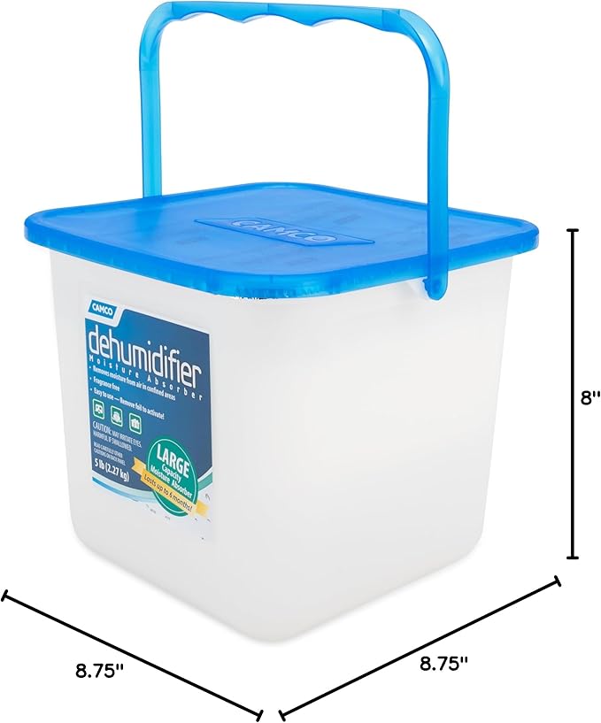 Camco Moisture Absorber Bucket - Features Fast-Acting Moisture-Absorbing Agent - No-Fragrance Beads – Use with RV Storage,Camper Organization & More (44282),(Pack of 4)