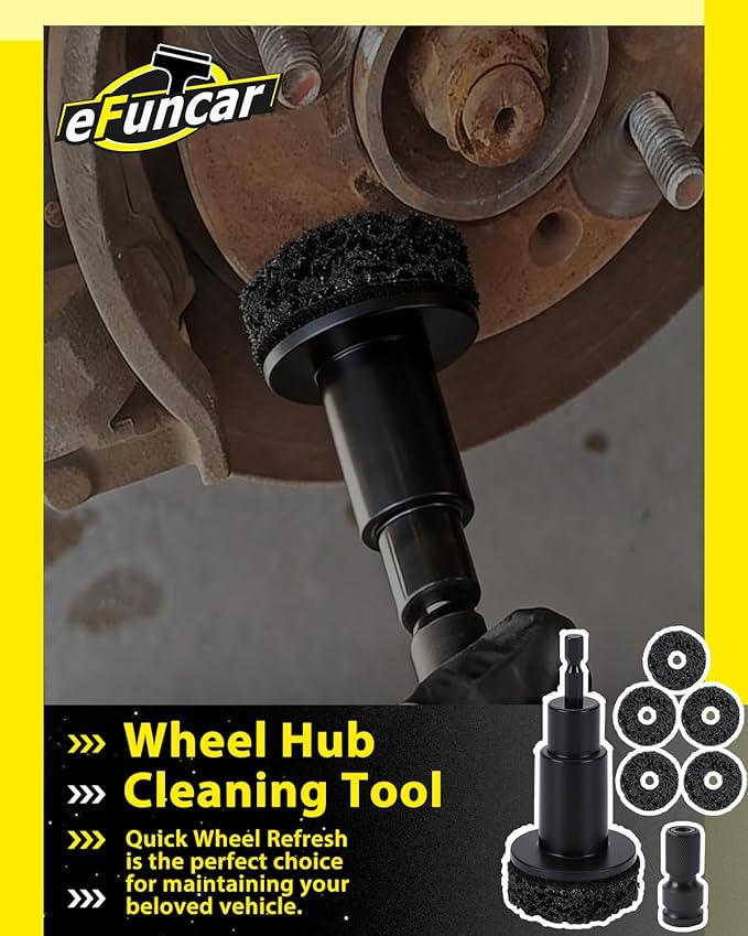 Brake Rotor Resurfacing Tool Kit, Wheel Hub Rust Removal Tool for Cars & Trucks, Wheel Stud Cleaner Fits 1/2" Impact Wrenches & Drills with 5 Abrasive Pads