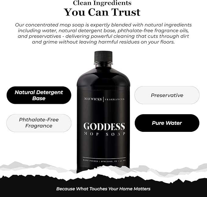 Mavwicks Fragrances - Luxury Mop Soap (Goddess) 32 Oz – Goddess Scented Floor Cleaner for Mopping – Pet Safe, Best Smelling Mop Detergent for All Surfaces