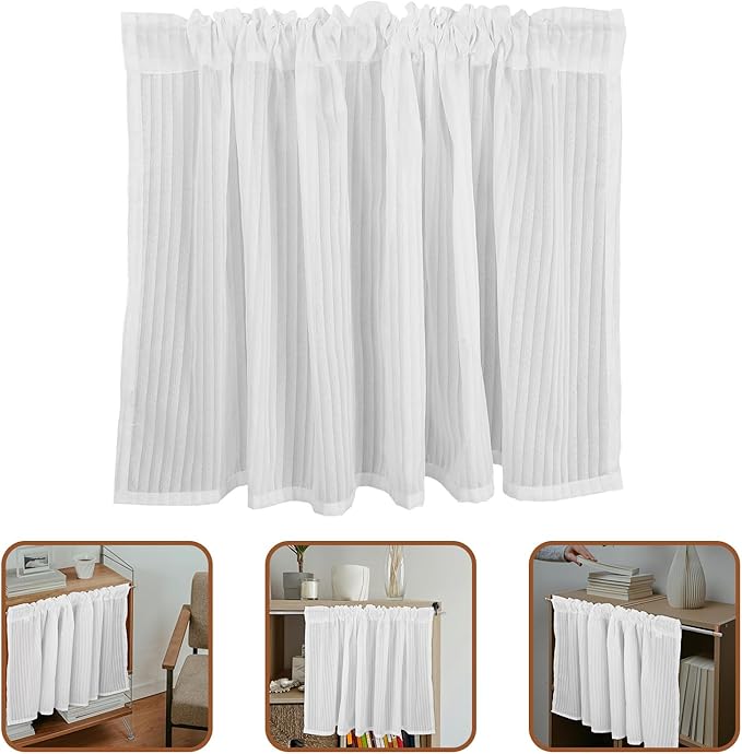 Short Cabinet Curtains for Small Windows 150x60cm Sheer Coffee Color Light Filtering Drapes Kitchen Cupboard Privacy Panels