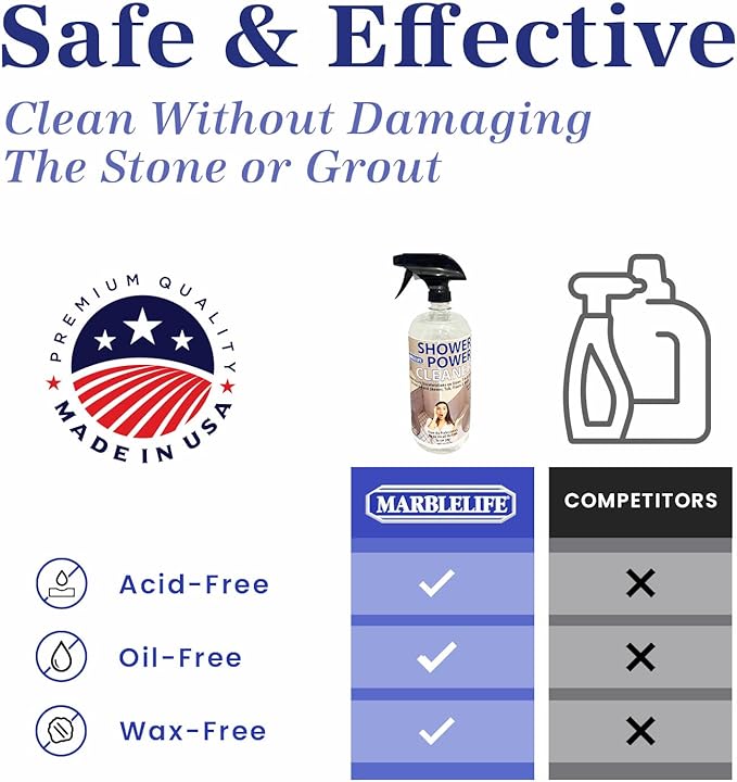 Marblelife Power Shower Cleaner, Heavy-Duty Shower & Tub Bathroom Cleaner, A Must on Basic Bathroom Cleaning Supplies, 32 oz