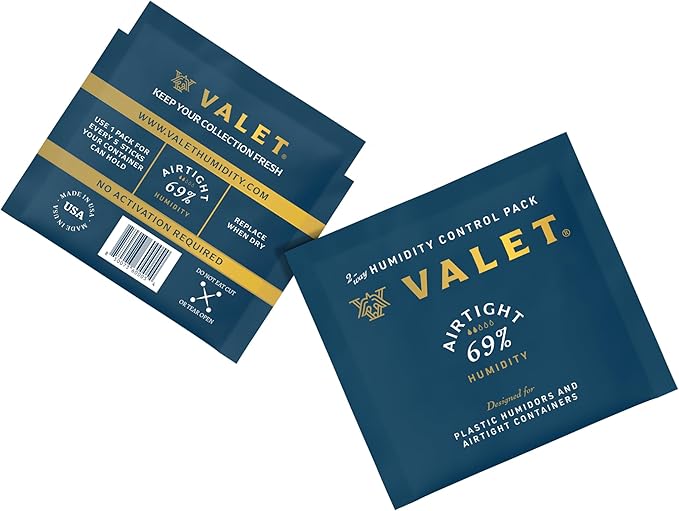Valet 69% Two-Way Humidity Packs for Travel Containers, 10-Pack, 8g Each, Prevents Leaks and Controls Moisture with Natural Craft Paper Design, Resealable Bag