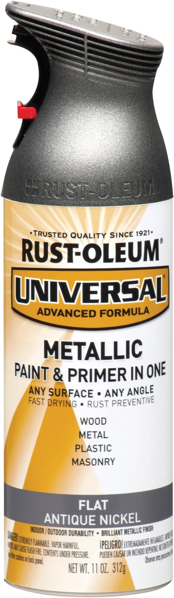 Rust-Oleum 271474-6PK Universal All Surface Metallic Spray Paint, 11 oz, Flat Antique Nickel, 6 Pack