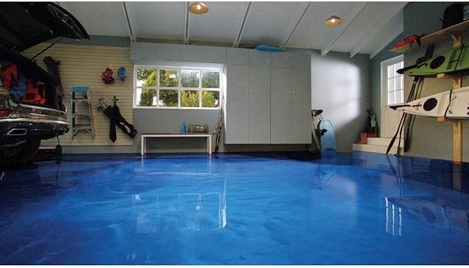 Rust-Oleum 299745 Rock-Solid Metallic Garage Floor Coating Kit, Brilliant Blue