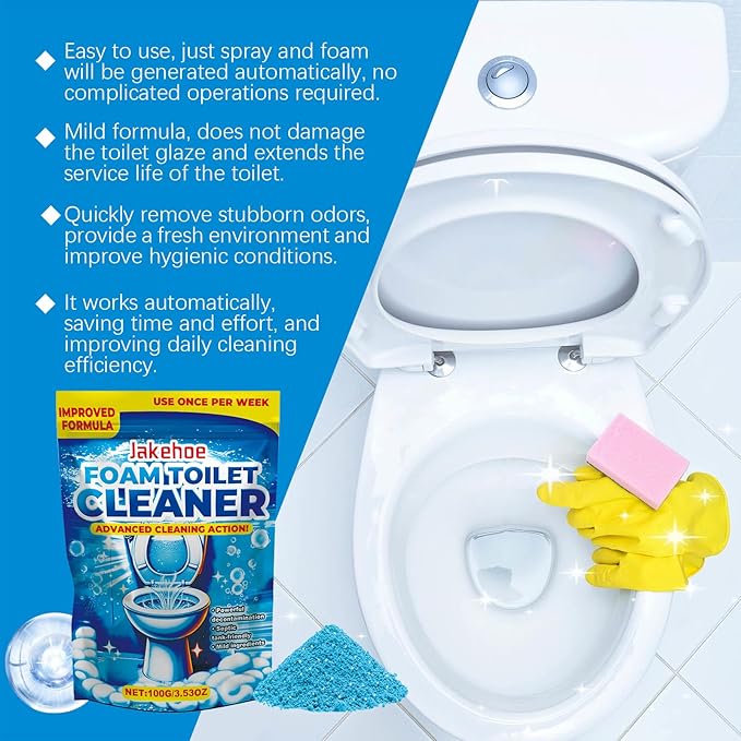 Foam Toilet Cleaner, Advanced Formula, Septic Safe;Self Activating Miracle Powder for Toilet Bowl Cleaning-2Pack