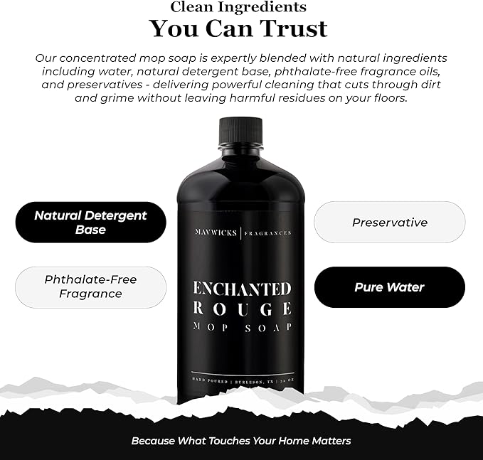 Mavwicks Fragrances - Luxury Mop Soap (Enchanted Rouge) 32 Oz – Enchanted Rouge Scented Floor Cleaner for Mopping – Pet Safe, Best Smelling Mop Detergent for All Surfaces