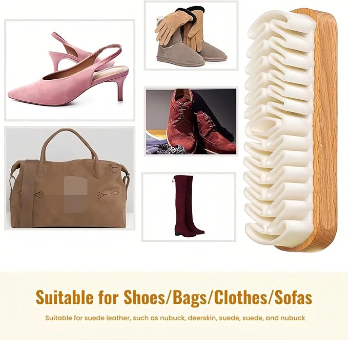 Rubber Shoe Brush, 2026 New Suede Shoe Brush and Eraser, Soft Suede Shoe Brush Cleaner, Suede Cleaning Brush for Shoes Nubuck Flocked & Matte Leather with Wooden Handle | Easy to Clean (2pcs)