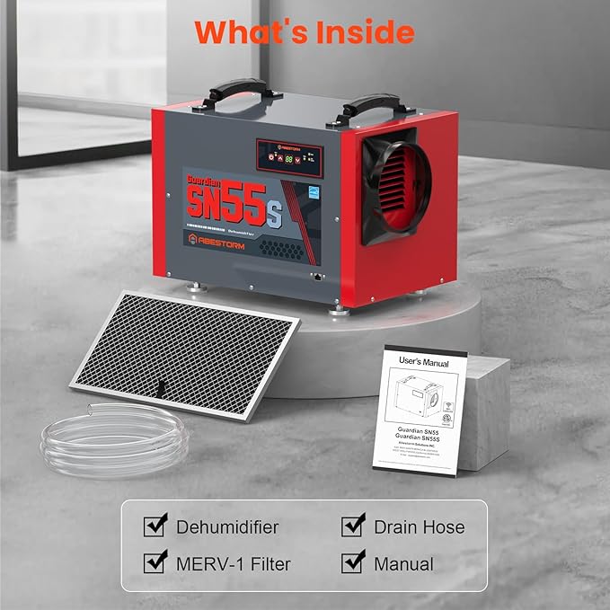 Abestorm Crawl Space Dehumidifier, 120 Pint Controls Commercial Dehumidifiers with Drain Hose for Basement, Under House Auto Defrosting Industrial Crawlspace Dehumidifier