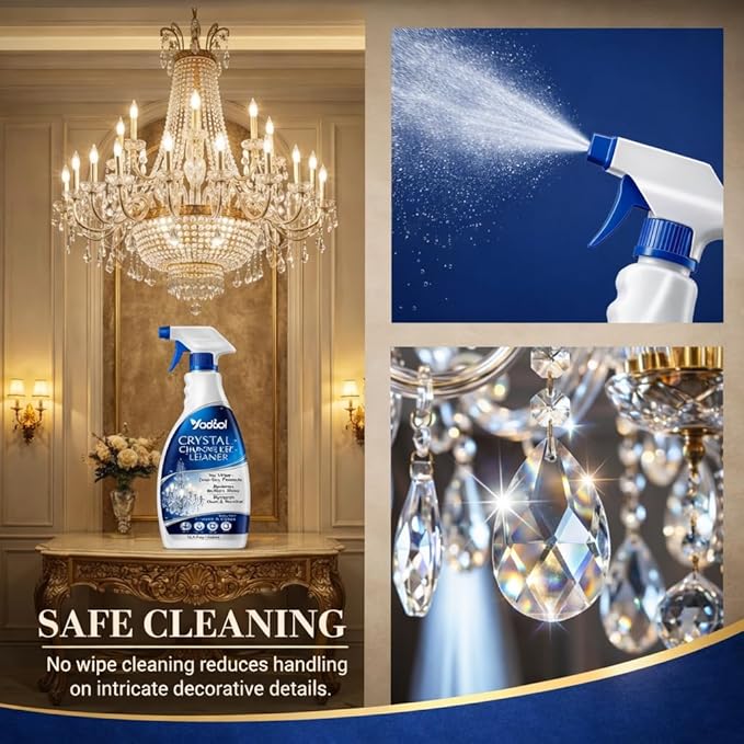 Chandelier Cleaner Spray for Entryway Chandeliers, Drip Dry No Wipe Formula, Removes Dust Build-Up, Restores Shine