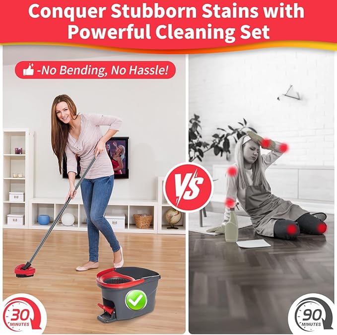 2 Pack Scrub Brush Heads for EasyWring 1-Tank – Stainless Steel & Nylon Bristles, 5.9" Triangular Mop Scrubber for Tile, Bathroom, Kitchen, Deck, Garage Floor Deep Cleaning