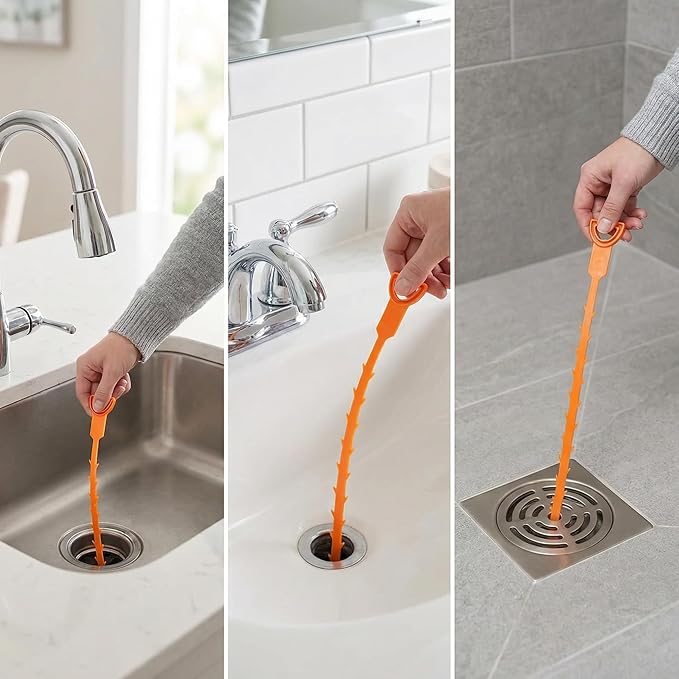 Forlivese 3 Pack 25 Inch Drain Snake,Drain Clog Remover,Sink Snake for Sewer Kitchen Sink Bathroom Tub Toilet Clogged Drains Relief Cleaning Tool