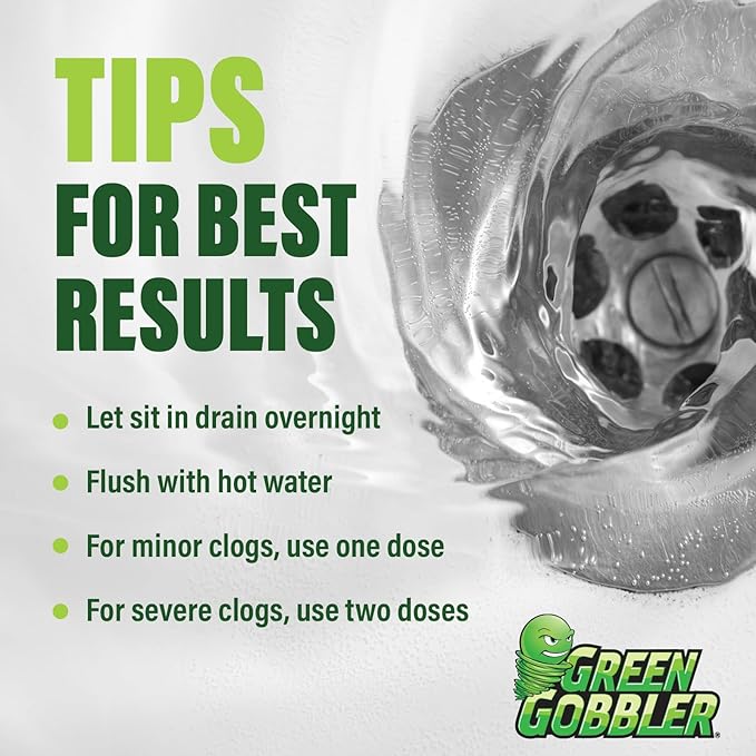 Green Gobbler Liquid Hair Drain Clog Remover & Cleaner, For Toilets, Sinks, Tubs - Septic Safe (6)