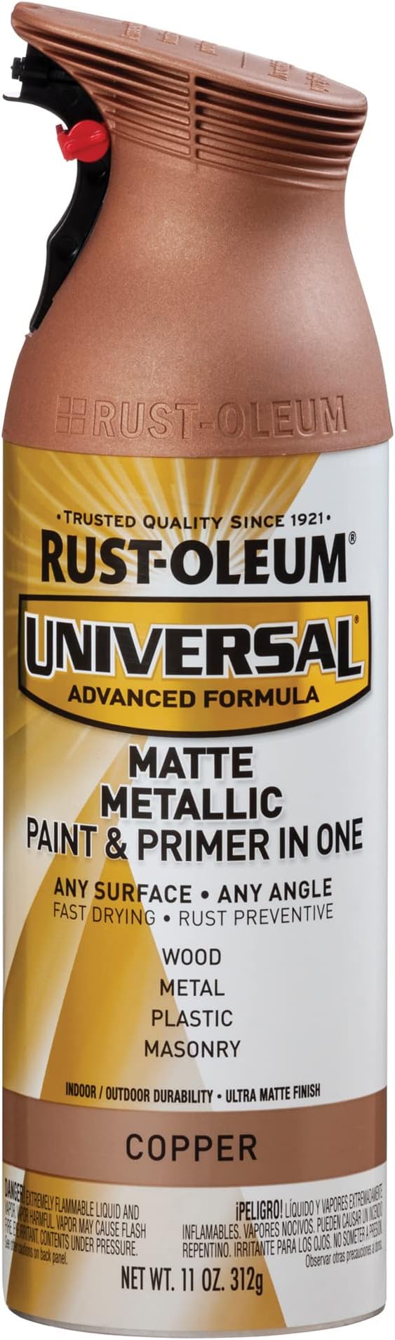 Rust-Oleum 365352-6PK Universal All Surface Metallic Spray Paint, 11 oz, Matte Copper, 6 Pack