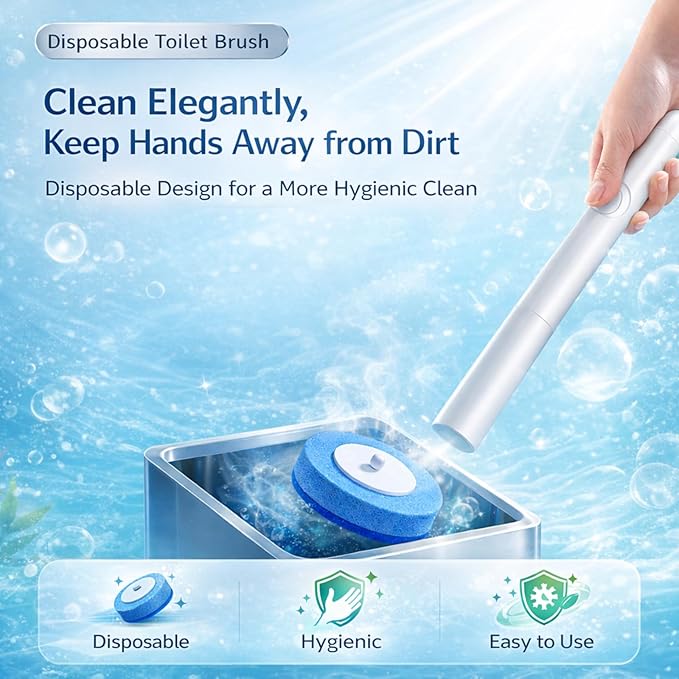 Count Disposable Toilet Brush Heads, Toilet Bowl Wand Refills, Replacement Heads for Toilet and Bathroom Cleaning, Not Compatible with Electric Toilet Brushes(24PCS)