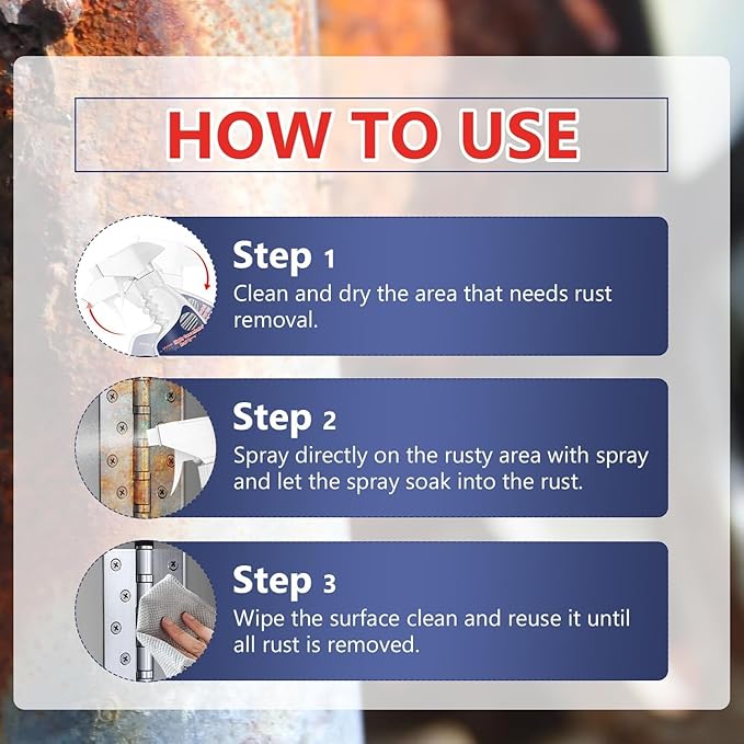 Rust Remover, Heavy Duty Rust Removal for Metal, Highly Concentrated Rust Stain Remover, Fast Acting Rust Removal for Tools, Stainless Steel & Automotive Parts (2pcs)